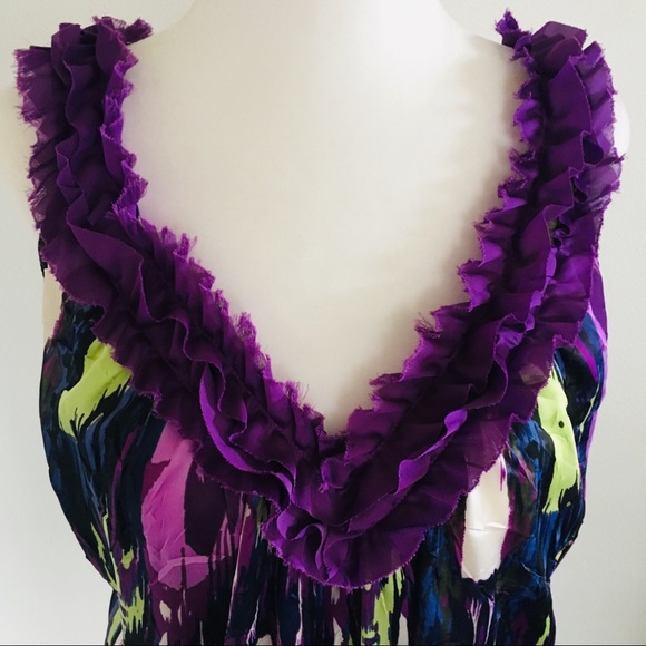 Bisou Bisou Large L Deep V-Neck Purple Tank Shirt - Picture 7 of 8